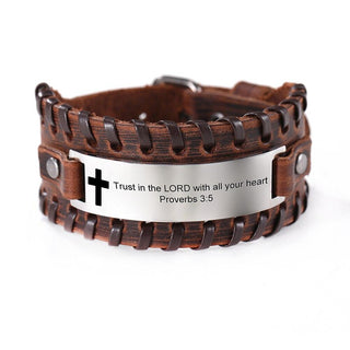 Proverb Leather Bracelet Men  Wristband - Trendy Planet