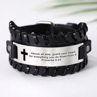 Proverb Leather Bracelet Men  Wristband - Trendy Planet