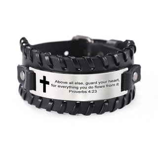 Proverb Leather Bracelet Men  Wristband - Trendy Planet