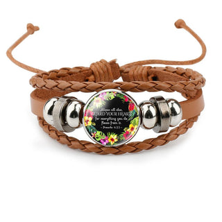 Proverbs Charm Leather Wrap Women Bracelet - Trendy Planet