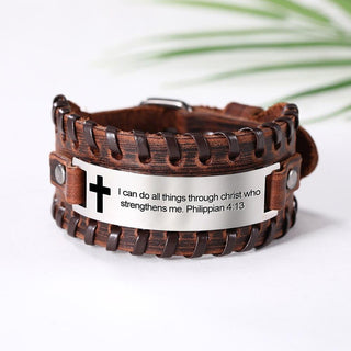 Proverb Leather Bracelet Men  Wristband - Trendy Planet