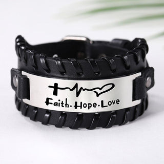 Proverb Leather Bracelet Men  Wristband - Trendy Planet