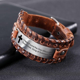 Proverb Leather Bracelet Men  Wristband - Trendy Planet