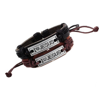 Vintage I LOVE JESUS  Leather Bracelet Faith Bangle - Trendy Planet