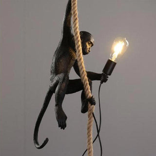 Modern Black Monkey Lamp Hemp Rope Pendant Lights - Trendy Planet